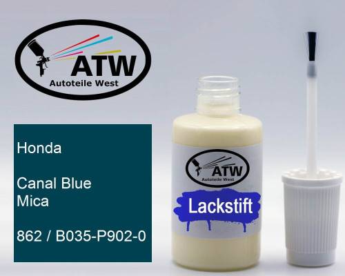 Honda, Canal Blue Mica, 862 / B035-P902-0: 20ml Lackstift, von ATW Autoteile West.